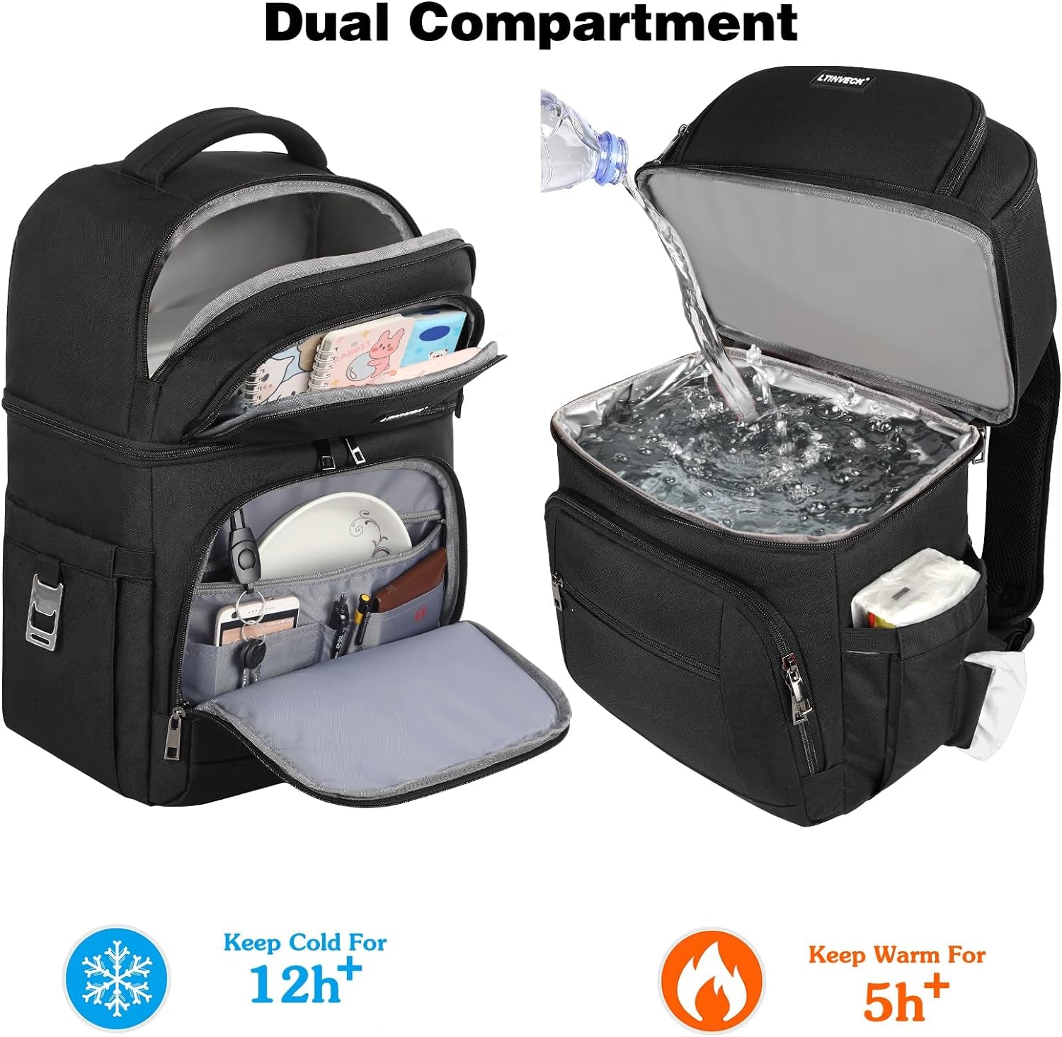 Cooler Backpack,Insulated Backpack Cooler Leakproof Double Deck Cooler Bag for Men Women RFID Lunch Backpack