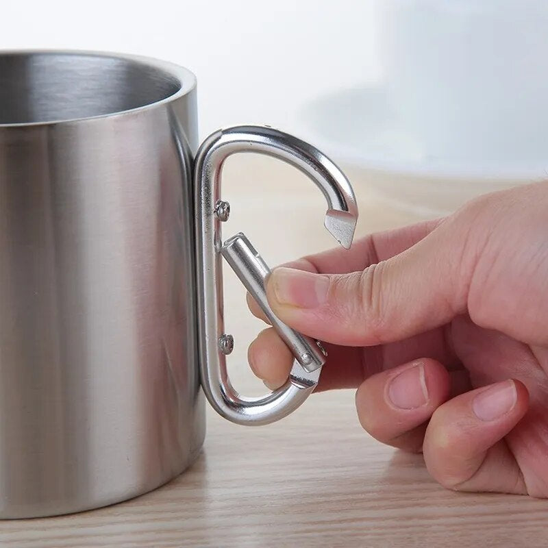 Camping Travel Stainless Steel Cup Carabiner Hook